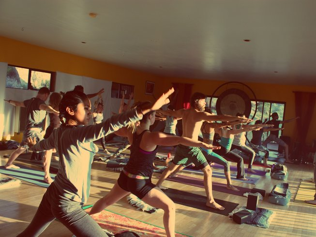 Daily yoga practice at RYT 200 yoga teacher training in Jacumba, California USA